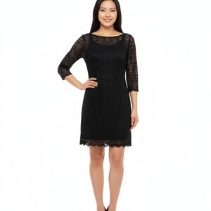 Express Black Eyelet Dress, with black slip dress underneath